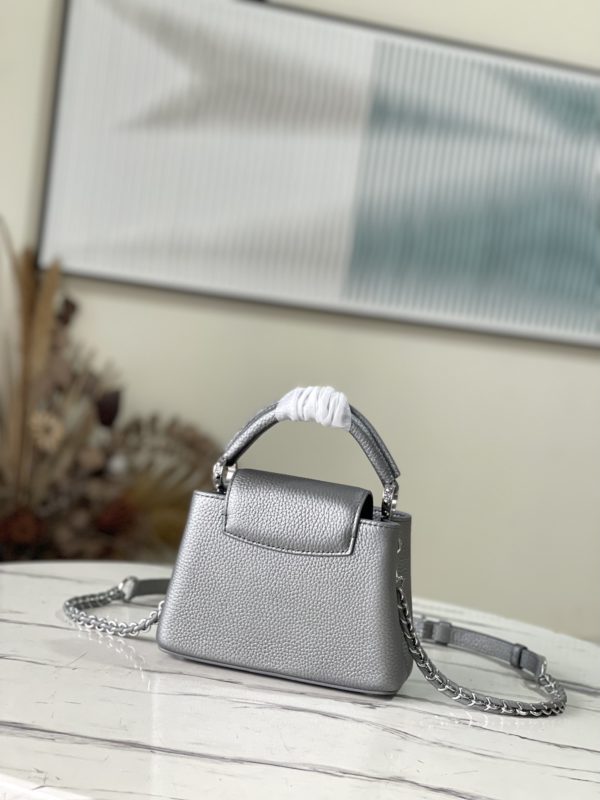 Louis Vuitton Capucines Mini Handbag - Silver Gray - Image 4