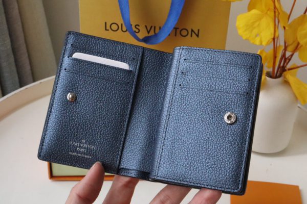 Louis Vuitton's Signature Monogram Motif Cléa Wallet - Blue - Image 3