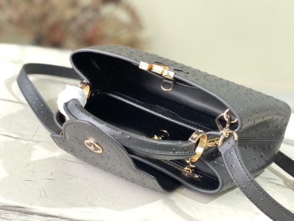 Louis Vuitton Small Capucines Ostrich Leather Handbag - Black - Image 2