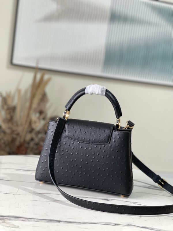 Louis Vuitton Small Capucines Ostrich Leather Handbag - Black - Image 4