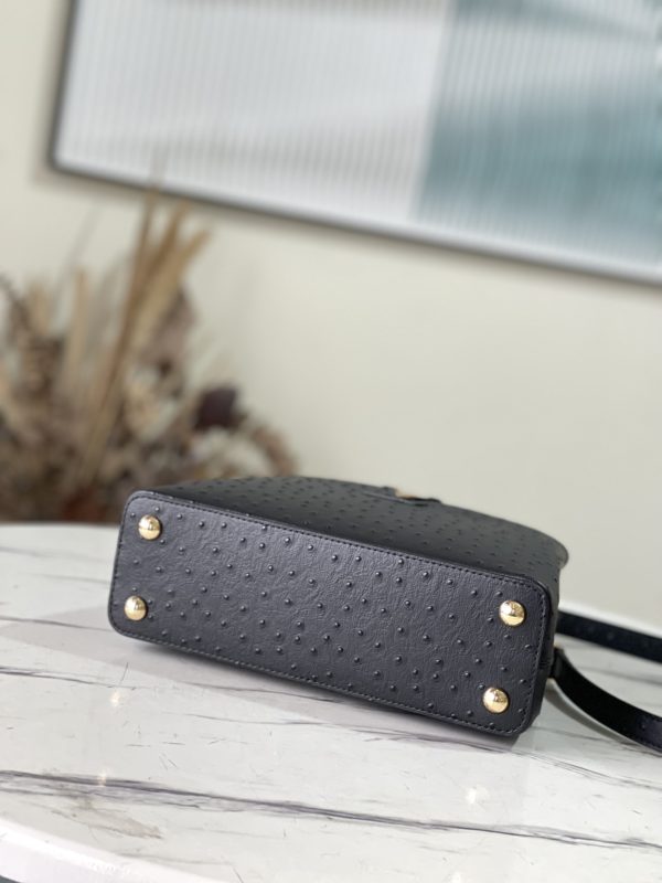 Louis Vuitton Small Capucines Ostrich Leather Handbag - Black - Image 5
