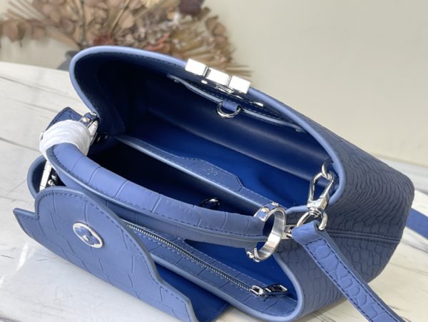 Louis Vuitton Crocodile Pattern Capucines Handbag - Fog Blue - Image 9
