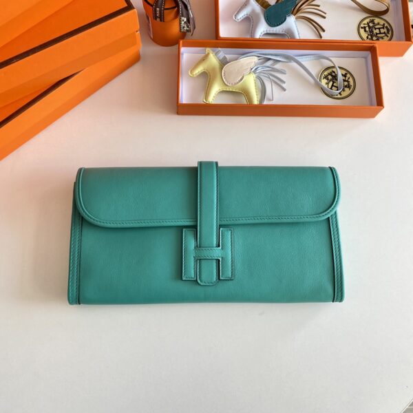 Hermes Jige Elan Sheepskin Lining Bag - Verona Green - Image 5