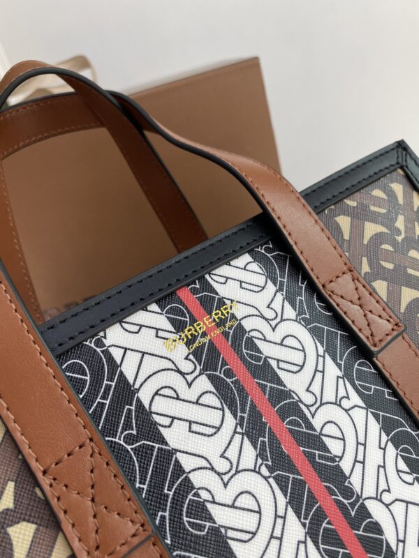Burberry Monogram Stripe E-Canvas Portrait Tote Bag - Image 4