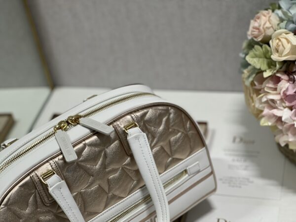 Dior Christian Paris Medium Zipper Handbag - White/Golden - Image 3
