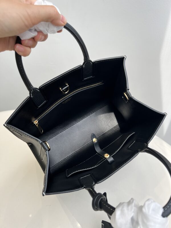 Burberry Lychee TB Metal Shoulder Bag - Black - Image 3