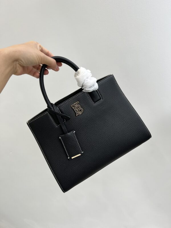 Burberry Lychee TB Metal Shoulder Bag - Black