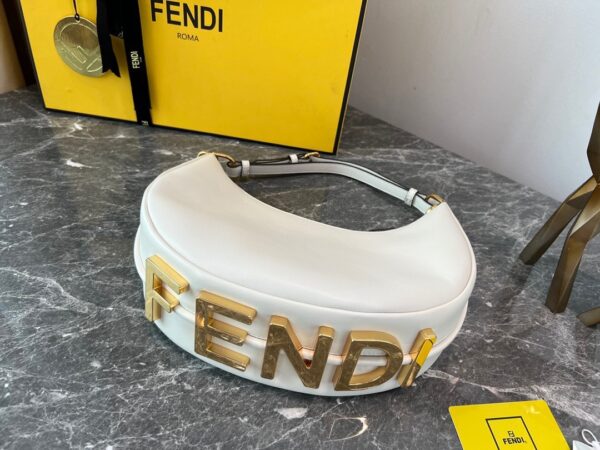 Fendi Praphy Underarm Small Bag - White - Image 5