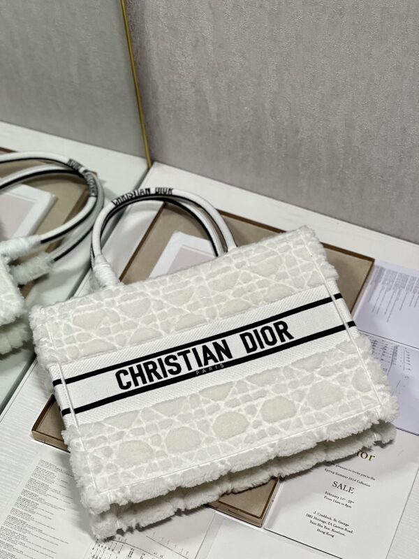 Dior Medium Book Tote Shopping Bag - White - Image 5