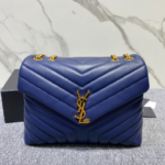 YSL LouLou Y-Shaped Satchel Large Handbag - Dark Blue