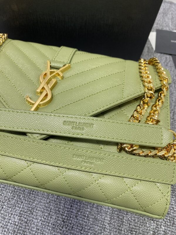 YSL Classic Grid Messenger Bag - Light Green - Image 3