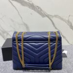 YSL LouLou Y-Shaped Satchel Large Handbag - Dark Blue - Image 5