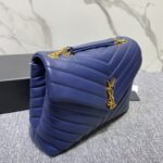 YSL LouLou Y-Shaped Satchel Large Handbag - Dark Blue - Image 4