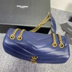 YSL LouLou Y-Shaped Satchel Medium Handbag - Dark Blue - Image 2