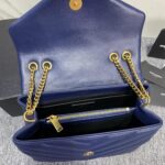YSL LouLou Y-Shaped Satchel Medium Handbag - Dark Blue - Image 3