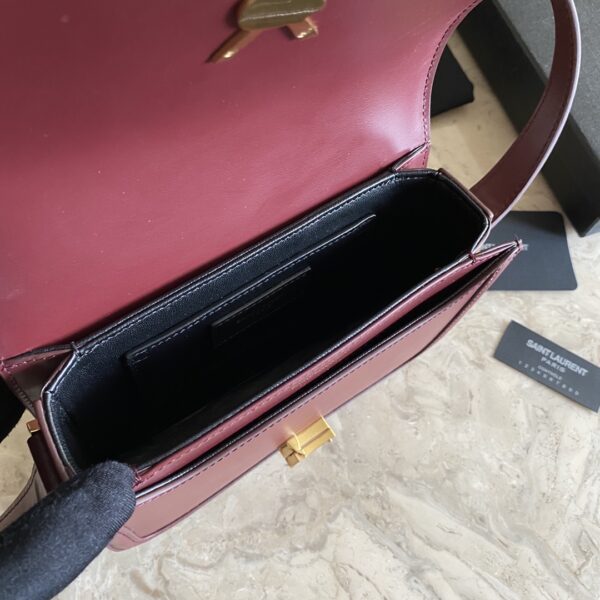 YSL Monogram Cross-body Shoulder Small Handbag - Maroon - Image 2