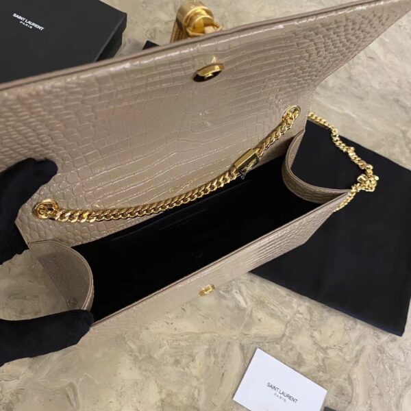 YSL Yves Saint Laurent Small Crocodile Pattern Tassel Bag - Caramel - Image 2