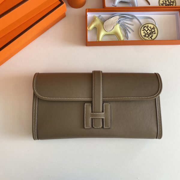 Hermes Jige Elan Clutch - Elephant Gray - Image 5