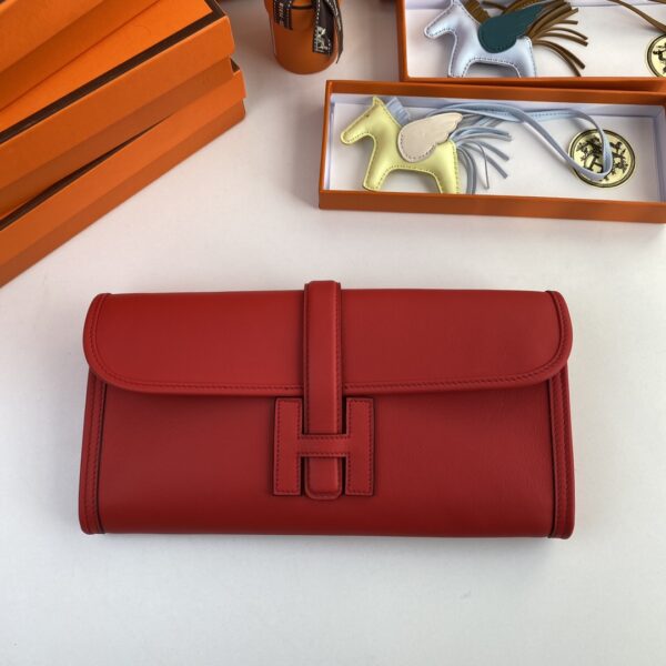 Hermes Jige Elan Clutch - Red - Image 5