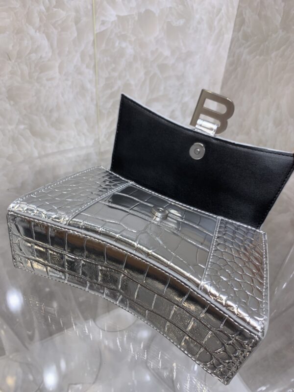Balenciaga Heavyweight Hourglass Large Bag - Shimmery Silver - Image 4