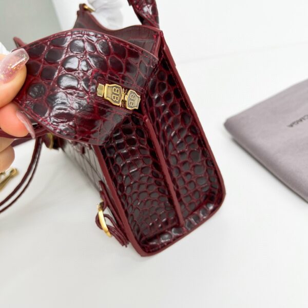 Balenciaga Neo Classic Mini Crocodile Handbag- Maroon - Image 3
