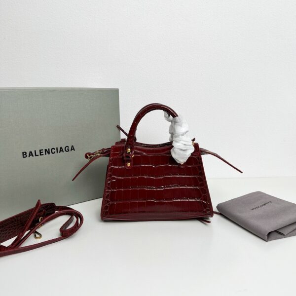 Balenciaga Neo Classic Mini Crocodile Handbag- Maroon - Image 5
