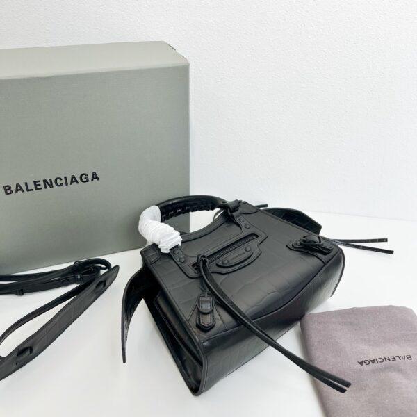 Balenciaga Neo Classic Mini Crocodile Handbag - Black - Image 2