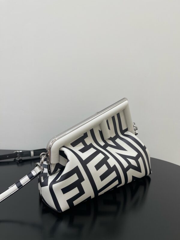 Fendi First Midi Small Handbag - Black/White - Image 5