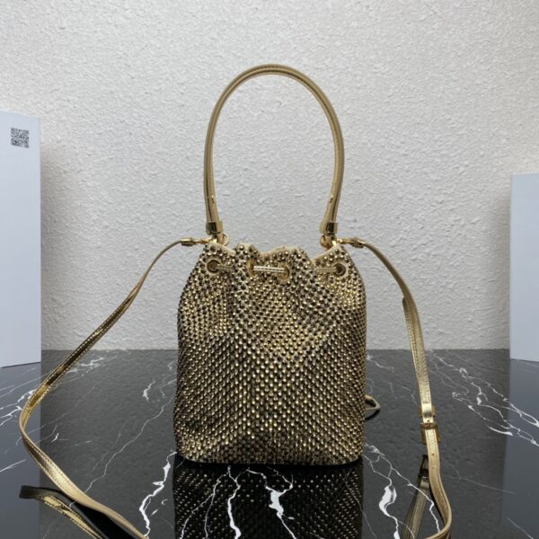 Prada New Crystal Bucket Bag - Gold - Image 5