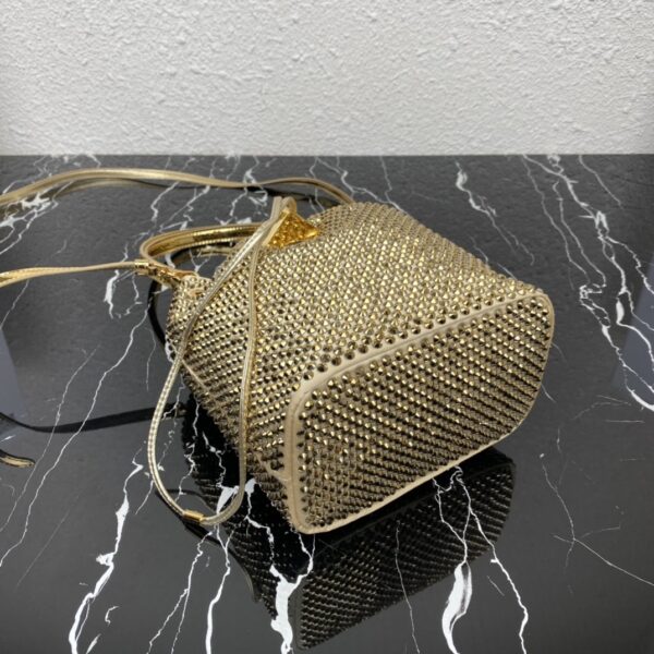 Prada New Crystal Bucket Bag - Gold - Image 4