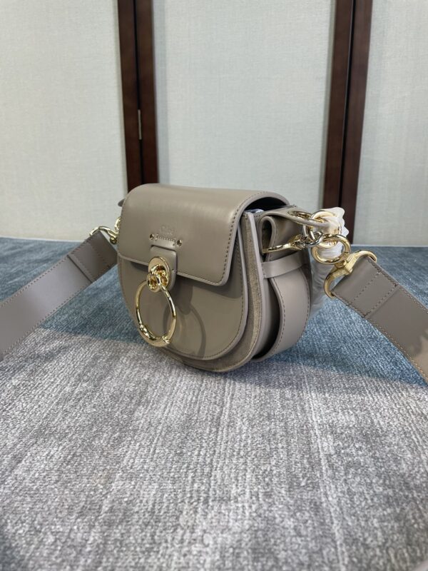 Chloe Tess Saddle Crossbody HandBag - Gray - Image 5