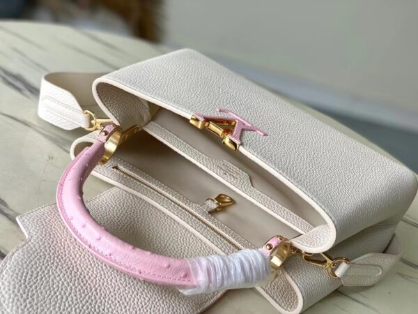 Louis Vuitton Ostrich Pattern Capucines Large Handbag - White Pink - Image 2